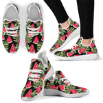 Black Palm Leaf Watermelon Pattern Print Mesh Knit Shoes GearFrost