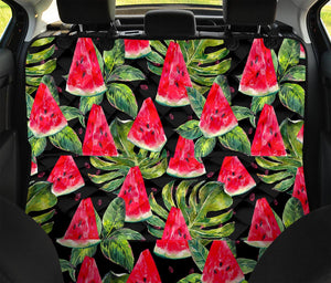 Black Palm Leaf Watermelon Pattern Print Pet Car Back Seat Cover