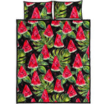 Black Palm Leaf Watermelon Pattern Print Quilt Bed Set