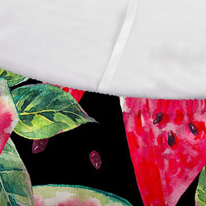 Black Palm Leaf Watermelon Pattern Print Sofa Cover