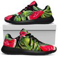 Black Palm Leaf Watermelon Pattern Print Walking Shoes