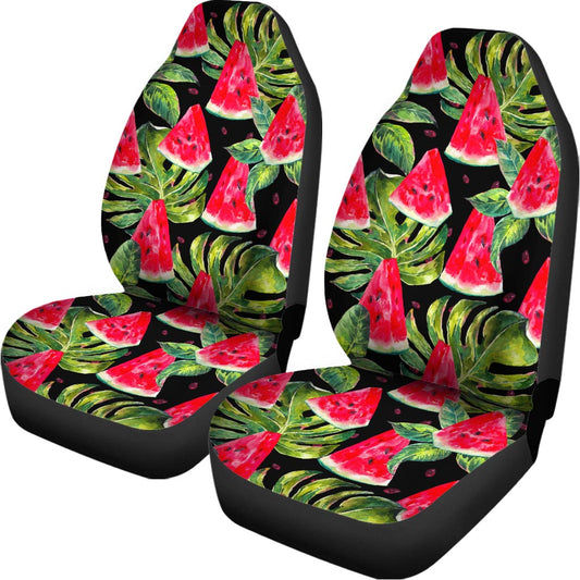 Black Palm Leaf Watermelon Pattern Print Universal Fit Car Seat Covers