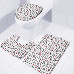 Black Paw And Heart Pattern Print 3 Piece Bath Mat Set