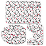 Black Paw And Heart Pattern Print 3 Piece Bath Mat Set