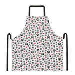 Black Paw And Heart Pattern Print Apron