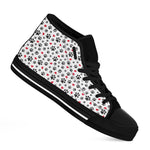 Black Paw And Heart Pattern Print Black High Top Shoes