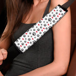 Black Paw And Heart Pattern Print Car Seat Belt Covers