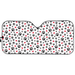 Black Paw And Heart Pattern Print Car Sun Shade