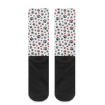 Black Paw And Heart Pattern Print Crew Socks