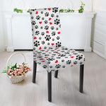 Black Paw And Heart Pattern Print Dining Chair Slipcover
