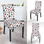 Black Paw And Heart Pattern Print Dining Chair Slipcover