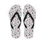 Black Paw And Heart Pattern Print Flip Flops