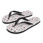 Black Paw And Heart Pattern Print Flip Flops