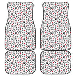 Black Paw And Heart Pattern Print Front and Back Car Floor Mats