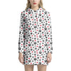 Black Paw And Heart Pattern Print Hoodie Dress