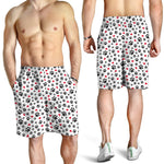 Black Paw And Heart Pattern Print Men's Shorts