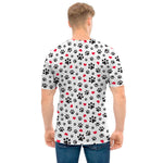 Black Paw And Heart Pattern Print Men's T-Shirt