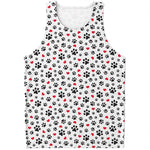 Black Paw And Heart Pattern Print Men's Tank Top