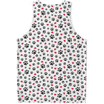 Black Paw And Heart Pattern Print Men's Tank Top