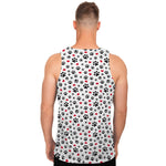 Black Paw And Heart Pattern Print Men's Tank Top