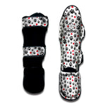 Black Paw And Heart Pattern Print Muay Thai Shin Guard