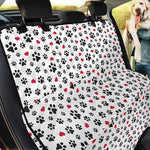 Black Paw And Heart Pattern Print Pet Car Back Seat Cover