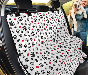 Black Paw And Heart Pattern Print Pet Car Back Seat Cover