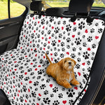 Black Paw And Heart Pattern Print Pet Car Back Seat Cover