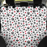 Black Paw And Heart Pattern Print Pet Car Back Seat Cover