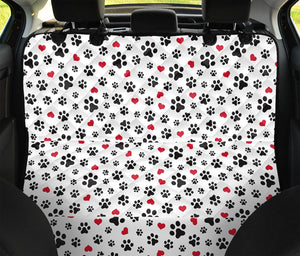 Black Paw And Heart Pattern Print Pet Car Back Seat Cover