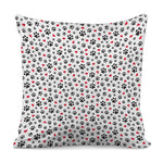 Black Paw And Heart Pattern Print Pillow Cover