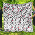 Black Paw And Heart Pattern Print Quilt