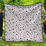 Black Paw And Heart Pattern Print Quilt
