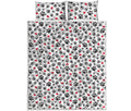 Black Paw And Heart Pattern Print Quilt Bed Set
