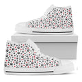 Black Paw And Heart Pattern Print White High Top Sneakers