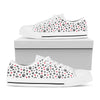 Black Paw And Heart Pattern Print White Low Top Shoes