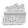 Black Paw And Heart Pattern Print White Sneakers