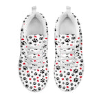 Black Paw And Heart Pattern Print White Sneakers