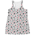 Black Paw And Heart Pattern Print Women's Racerback Tank Top
