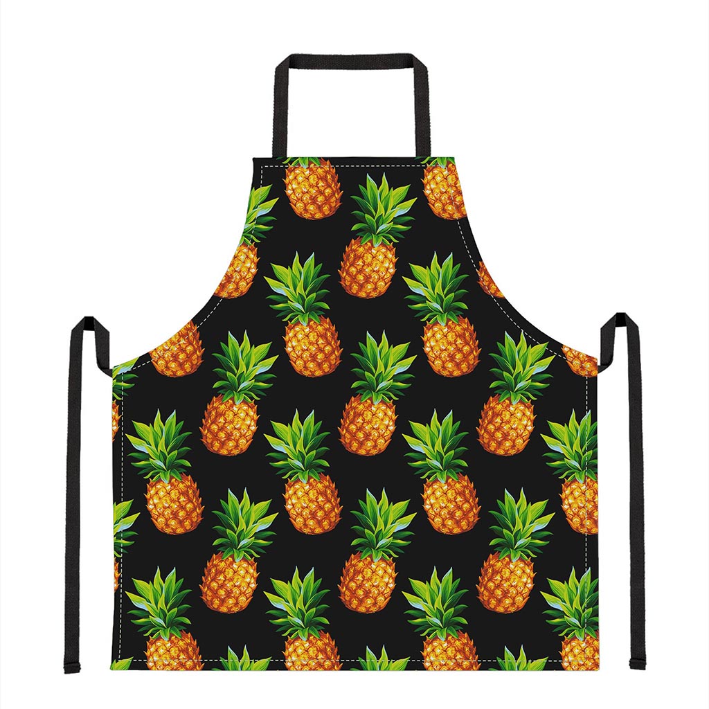 Black Pineapple Pattern Print Apron