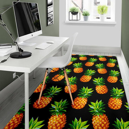 Black Pineapple Pattern Print Area Rug GearFrost