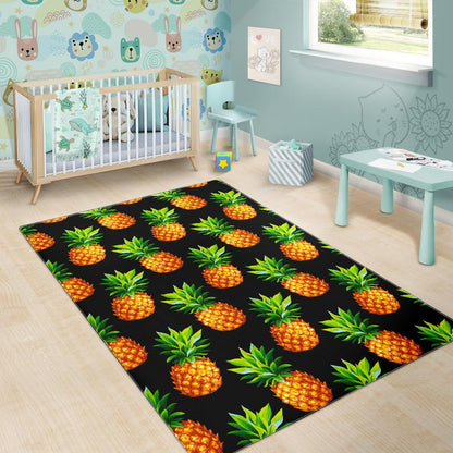 Black Pineapple Pattern Print Area Rug GearFrost