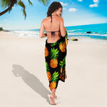 Black Pineapple Pattern Print Beach Sarong Wrap