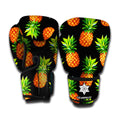 Black Pineapple Pattern Print Boxing Gloves