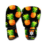 Black Pineapple Pattern Print Boxing Gloves