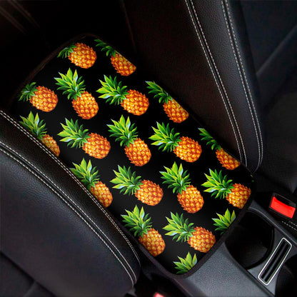 Black Pineapple Pattern Print Car Center Console Cover