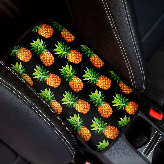 Black Pineapple Pattern Print Car Center Console Cover