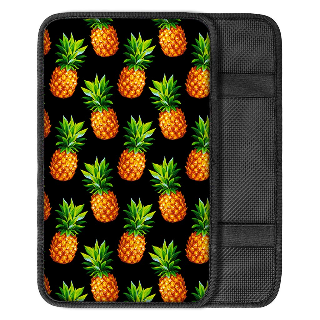 Black Pineapple Pattern Print Car Center Console Cover