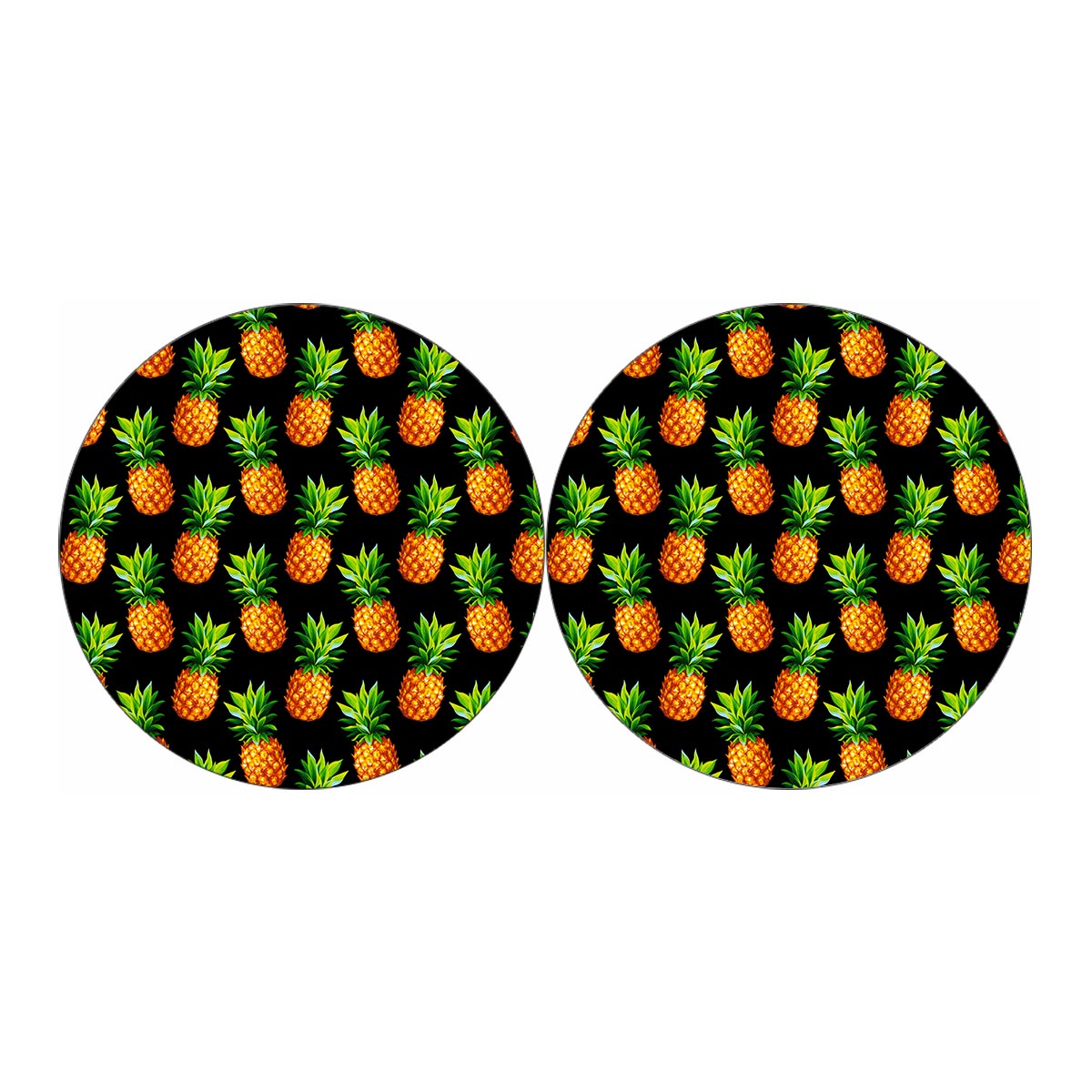 Black Pineapple Pattern Print Car Coasters