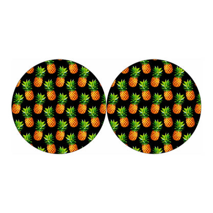 Black Pineapple Pattern Print Car Coasters